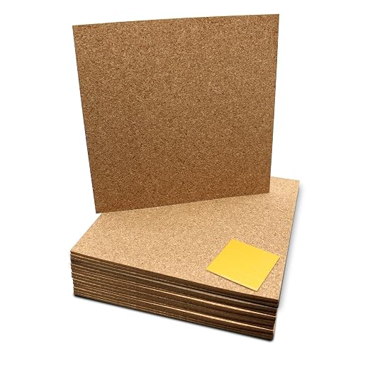 Flipside Products 12" x 12" x 5mm Natural Brown Cork Squares, Wall Tiles, Square Pinning Cork Board, Bulletin Board Mini Wall Board - 16 Pack by FlipsideProducts