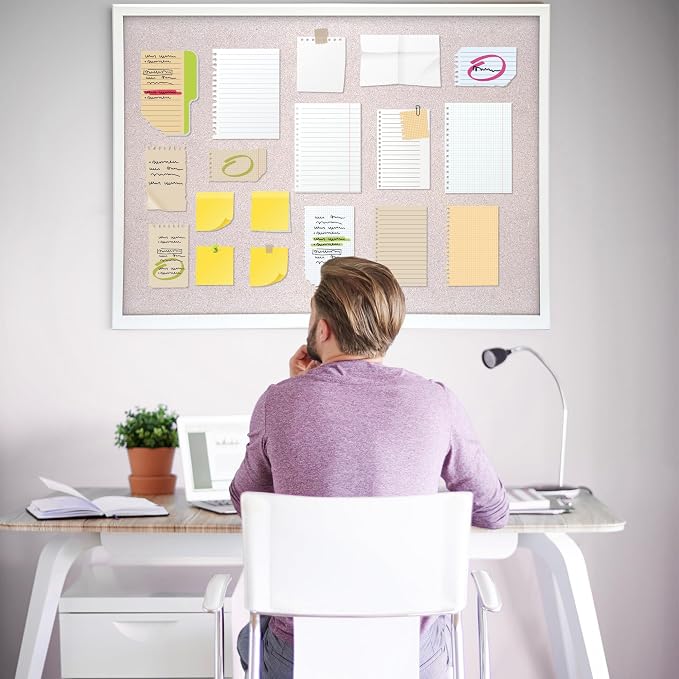ORIENTOOLS 30x40 White Cork Board, Wooden Frame, Hanging Pin for Office | 30x40 inch white cork board, wooden frame, cork surface resists pinholes, easy wall hanging, office school home - Image 6