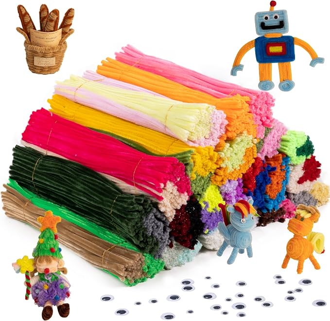 Caydo 1800 Pieces Pipe Cleaners Bulk for Crafts, 40 Assorted Colors | Chenille Stems for Art and Crafts Projects and Creative Folwers Making by Caydo