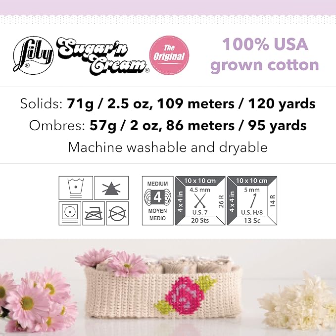 Lily Sugar'N Cream Light Blue Yarn - 6 Pack of 71g/2.5oz - Cotton - 4 Medium (Worsted) - 120 Yards - Knitting/Crochet - Image 9