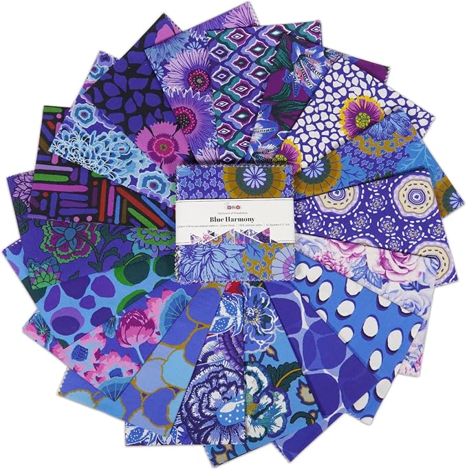 Soimoi 40 Pcs Cotton Fabric Squares Bundles Charm Packs for Quilting, Fat Quarter Layer Cakes, Precuts Quilt Squares 5 x 5 inches, DIY Fabric Bundle - Blue Harmony by Soimoi