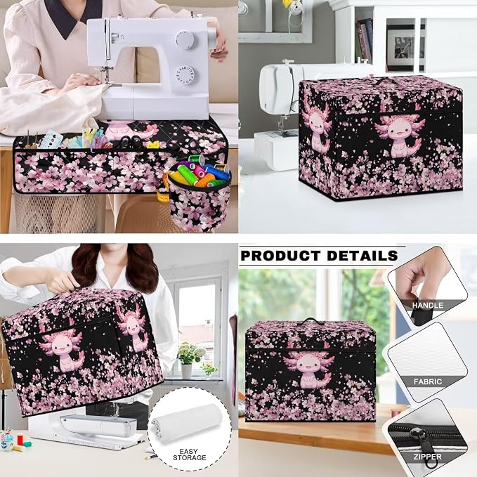 Axolotl Sewing Machine Covers - Dust Resistant Mats for Table with Pockets for Accessories - Water Resistant - Image 3