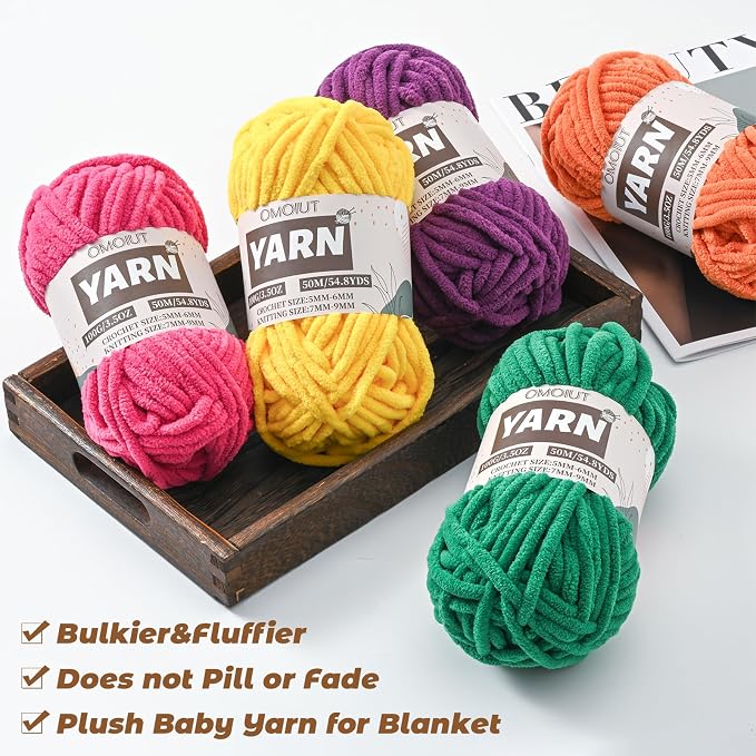 3 Pack Grayish Fluffy Chunky Chenille Crochet Yarn, Baby Yarn for Crocheting Soft Blanket, Bulky Velvet Yarn (100g/54.8yds Each), Plush Amigurumi Yarn for Knitting Crafts, Scarves, Puzzle - Image 6