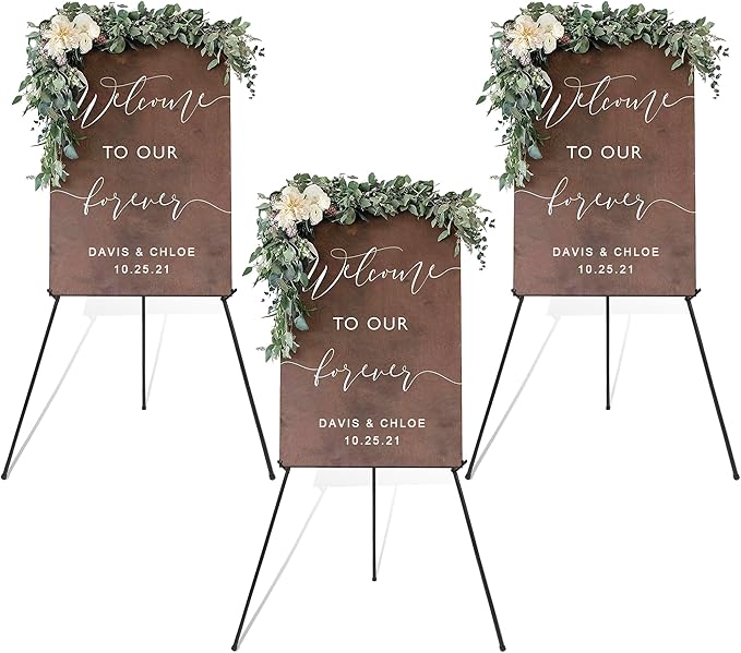 DANMO Easel Stand for Wedding Sign Poster 63'' Instant Display Easel for Floor Adjustable Metal Art Easel Black 3 Pack