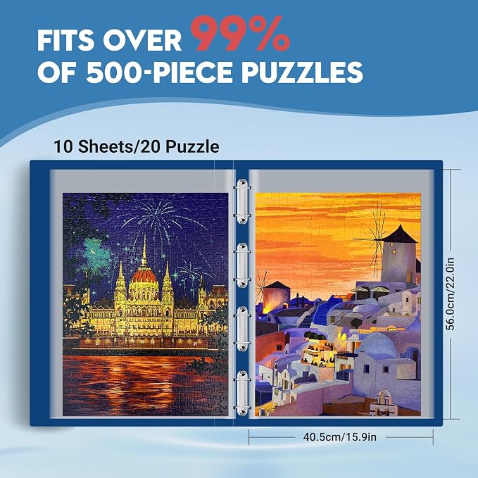 Nariolar Puzzle Storage Folder for 1000 Pieces with 10 HD Pockets | Holds 20 Puzzles, Portable, Large Jigsaw Puzzle Organizer, Dustproof & Protective Puzzle Accessory - Image 2