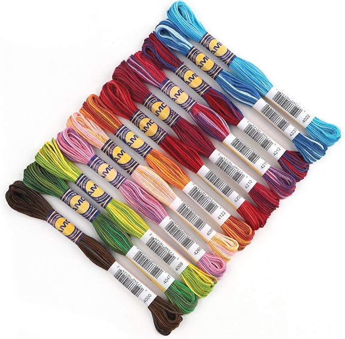 12 Skeins Variegated Mercerized Egyptian Cotton Gradient Color for Embroidery Floss Cross Stitch Threads Friendship Bracelets Floss Craft Floss (12 Colors Set E) by AmoHilosThread