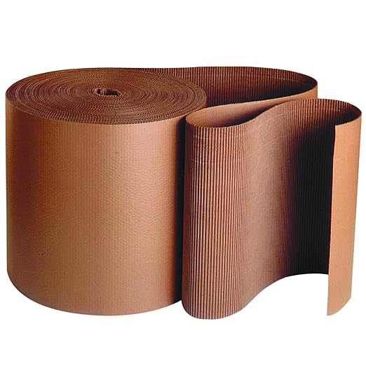 Partners Brand Corrugated Cardboard Roll, 18" x 250', Kraft, Single face Corrugated Roll for Packing, Wrapping, Moving, Storage, Sheet Layer Protection, and Shipping Supplies by Partners+Brand