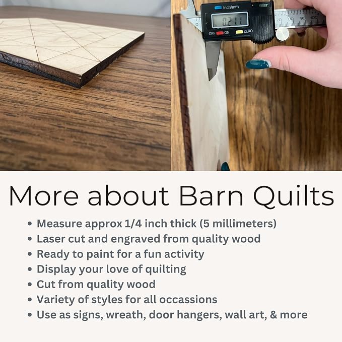 Wood Barn Quilts | Unfinished Wood Quilt Block Painting Sign | DIY Painting Craft Kit for Adults | Farmhouse Wall Art and Quilting Decor (15 inches, Friendship Star) - Image 10