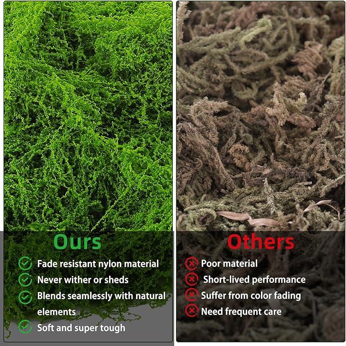 Yomirduy Artificial Moss for Crafts, 3.5OZ Fake Green Moss for Potted Plants, Faux Moss Decor for DIY Decorative, Walls,Table Centerpieces Decor Fairy Garden Model Making (100g)