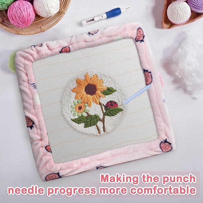 Rug Hooking Frame, Punch Needle Frame, Gripper Strip Frame,Cross Stitch Hoop, with Frame Flannel Cover (9.8*9.8 inch) - Image 2