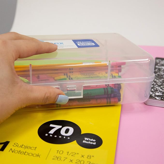 BAZIC PRODUCTS Clear Multipurpose Pencil Box, Stackable, 4-Pack | snap-latch lid for pens, tools, crafts, supplies - Image 7