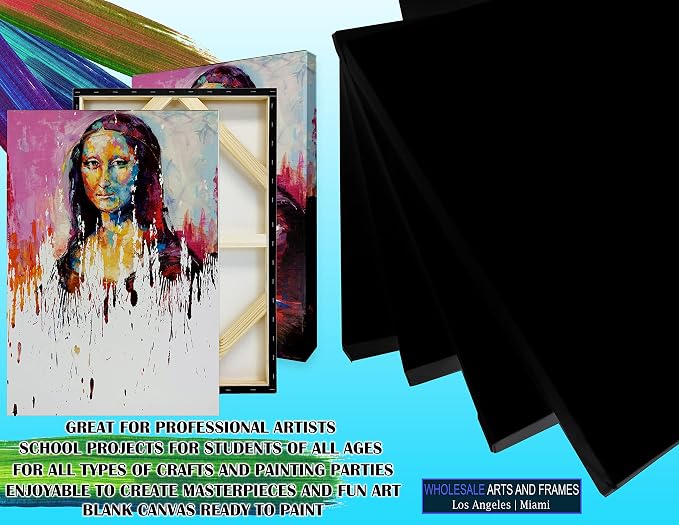 Black Canvases for Painting 22x28 5PK 2.5" 13Oz Black Art Canvas Large 22x28 Stretched Canvas for Painting 22 x 28 Bulk Canvas Value Pack. Blank 22 x 28 Canvases Universal Primed Oil,Acrylic,Gouache - Image 5