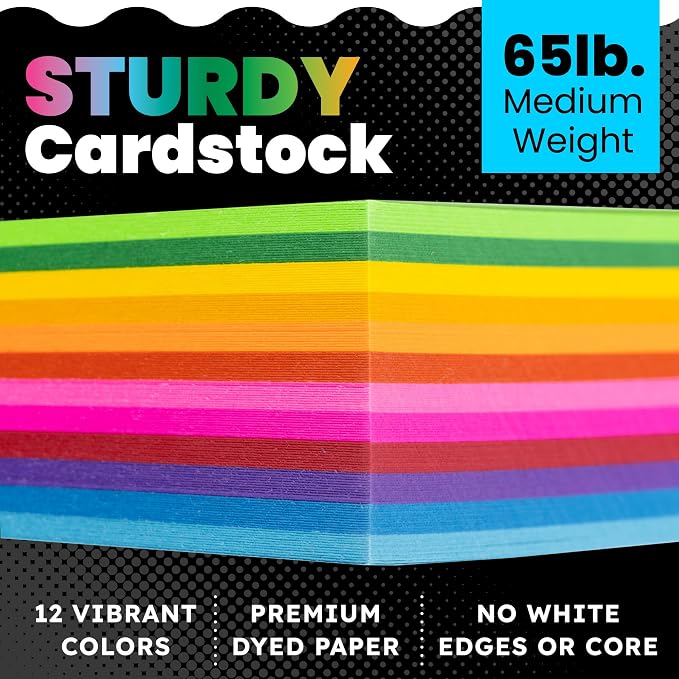 Hygloss Bright Colored Cardstock - 11x17-Inch, 12 Assorted Colors, 48 Sheets, 65 lb/ 176 gsm, Fade-Resistant, Acid-Free Color Card Stock Paper - Image 3