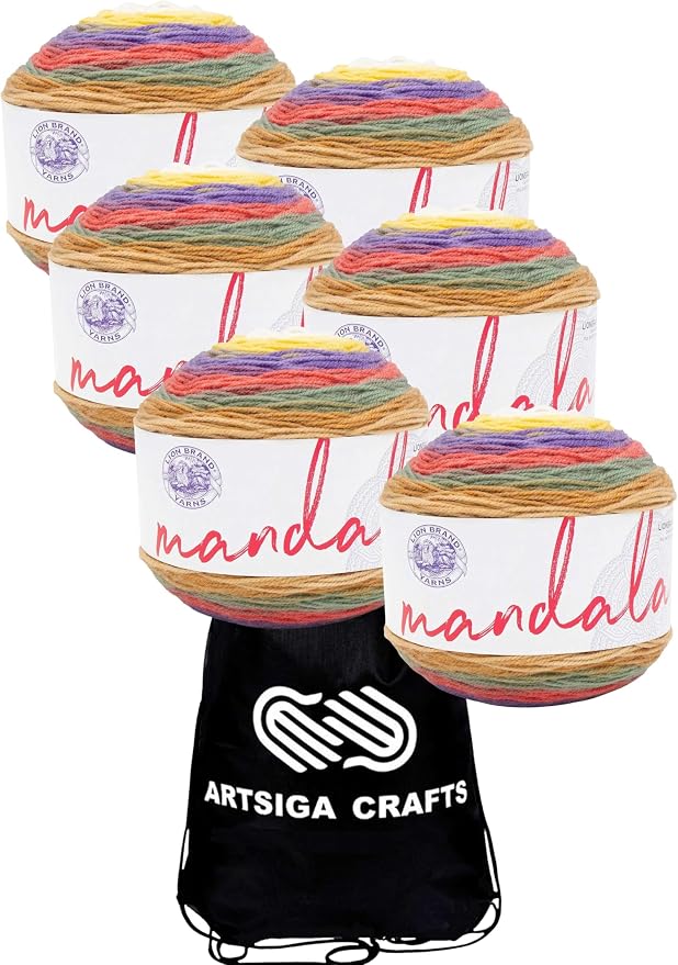 Lion Brand Yarn Mandala 525-276 Moomba | 3 Skeins, Same Dye Lot, Project Bag, CYC #3 DK-Light Worsted, 100% Acrylic, Ideal for Crochet, Knitting Baby Blankets by LionBrandYarn