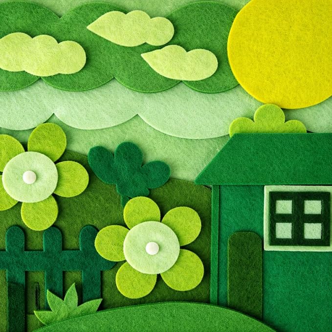 WILLBOND 12 Pcs 37 x 20 Inch Large Felt Fabric Sheets by The Yard 1.2 mm Soft Craft Felt Sheet 12 Assorted Color for DIY Summer Decor Graduation Gift Sewing Patchwork(Green Series) - Image 7