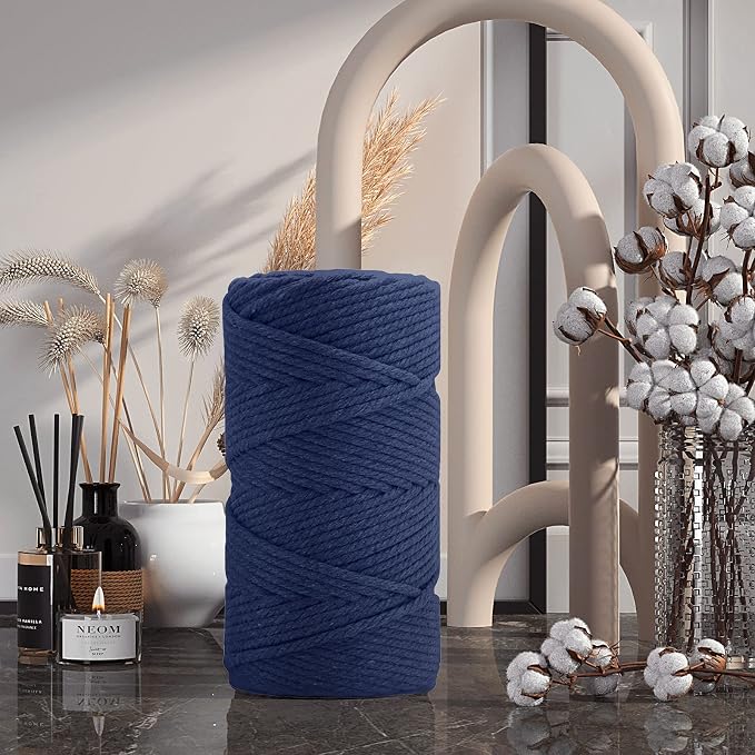 ZUEXT Macrame Cord, Sapphire Blue, 5mm x 109yds Cotton String Macrame Yarn | 100% Natural Handmade, 4 Strands Twisted Cotton Rope, For Wall Hanging Plant Hangers Gift Wrapping Tapestry DIY Crafts, 100m - Image 3