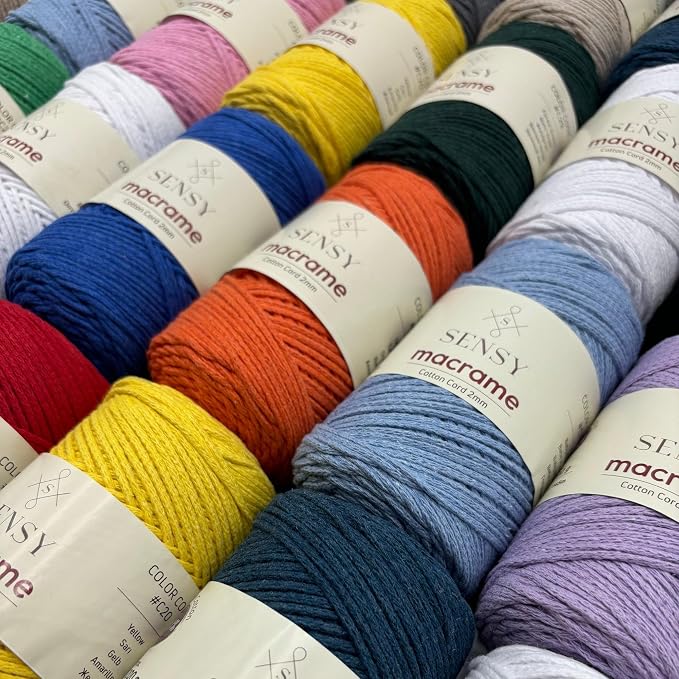 S Sensy 2mm Cotton-Vegan Recycled Macrame Cord 3 Skeins, Mustard 159 Yards - Image 6