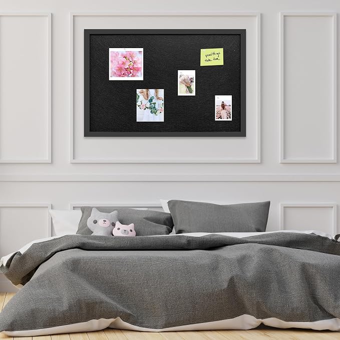 2-Pack 12"x16" Black Framed Black Linen Bulletin Board, Framed Pin Board | Linen corkboard texture. Premium cork boards for walls and pin board office organizer. - Image 6