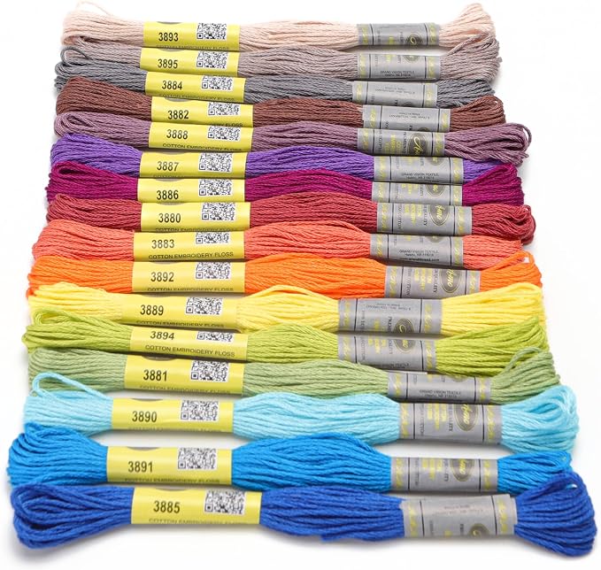 16 Skeins Double Mercerized Egyptian Cotton Embroidery Floss 8.75 Yards Per Skein for Cross Stitch Thread, Friendship Bracelets Floss, Craft Floss, Embroidery Floss Set (Set 20 (16 Skeins)) - Image 5