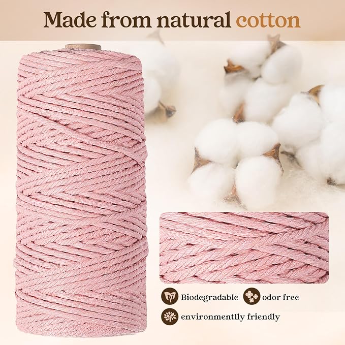 12 Rolls Macrame Cord, 3 mm x 1308 Yards Natural Cotton Twine, Colored Macrame String, Colorful Cotton Rope for DIY Crafts Knitting, Artworks, Wall Hanging, Plant Hangers (Bright Color) - Image 3