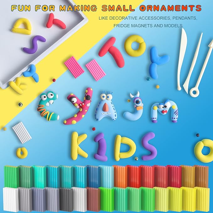 Cyajm 60 Colors Oven Bake Clay Kit, Individually Wrapped | For kids jewelry making, home art. Easy to shape and bake - Image 4
