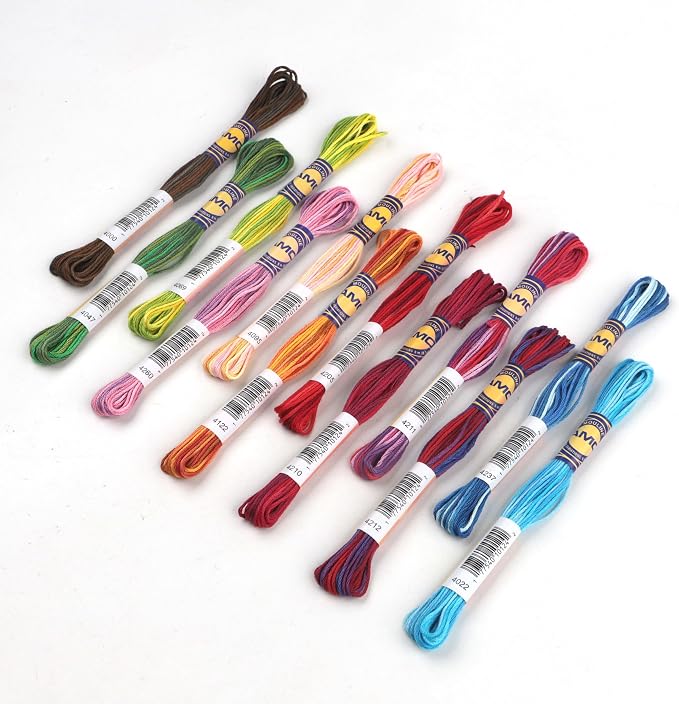 12 Skeins Variegated Mercerized Egyptian Cotton Gradient Color for Embroidery Floss Cross Stitch Threads Friendship Bracelets Floss Craft Floss (12 Colors Set E) - Image 2