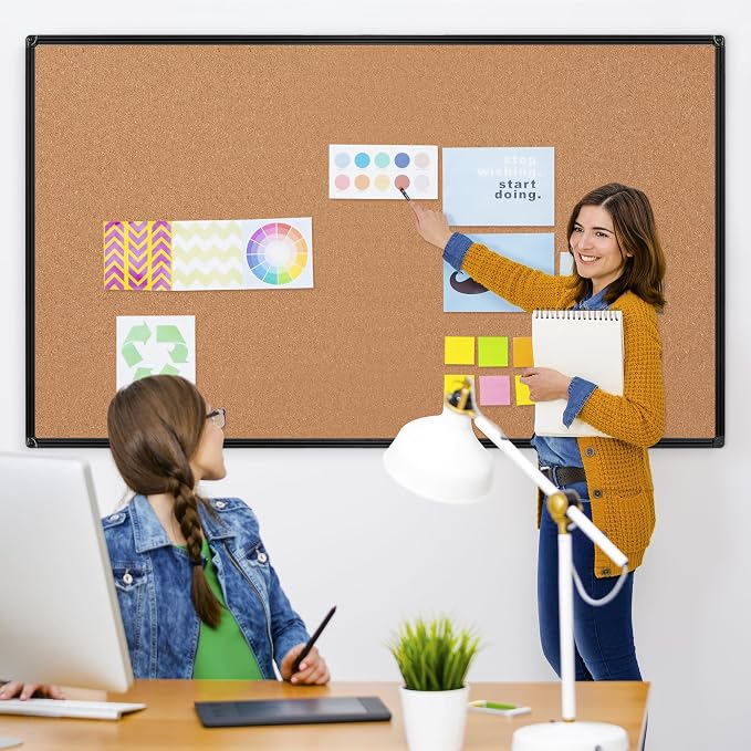 Extra Large Cork Bulletin Board 72" X 48", Black Aluminum Framed 6'x4' Corkboard for Wall, Wall Mounted Notice Pin Board with 18 Push Pins for School, Home & Office - Image 2