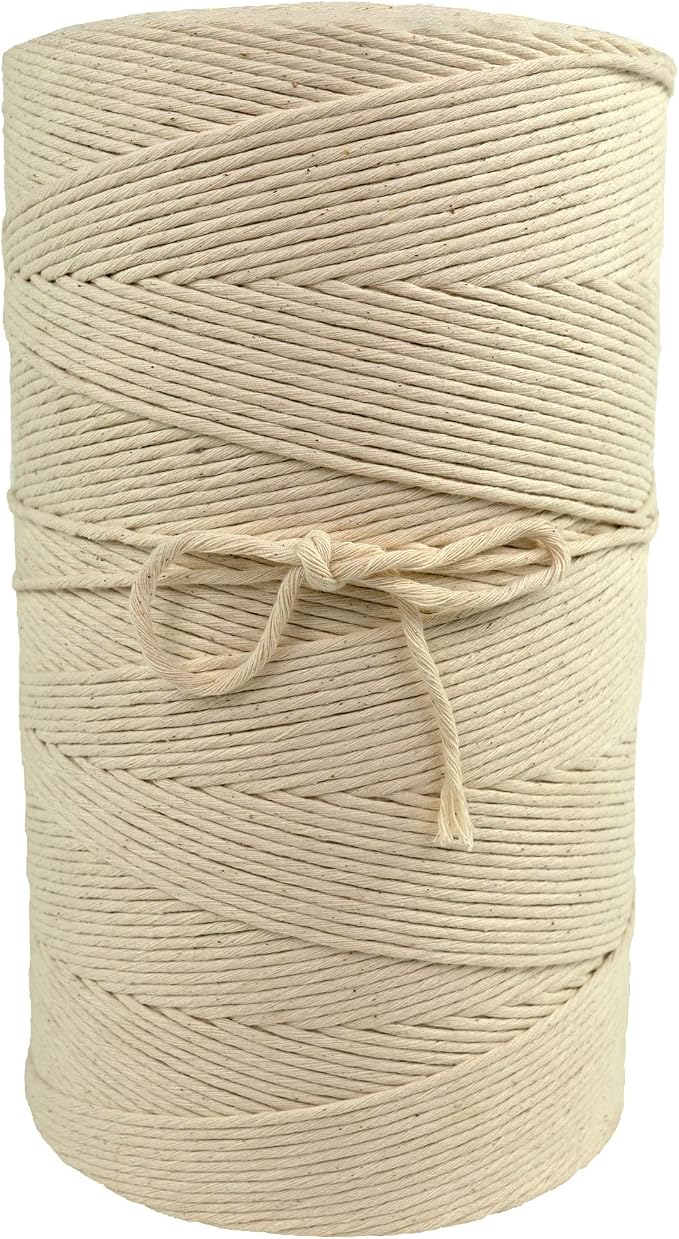 Bulk Macrame Cord | 100% Natural, Unbleached Cotton | Single Twist | Soft | Made in USA (6 mm x 10 lb Cone) by Unknown