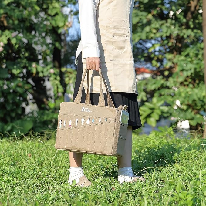 Art Craft Supply & Pottery Bag – 36 Pockets – Detachable Shoulder Strap - Handles – Removable Padded Divider - Washable – Tools, Knitting, Crochet, Yarn, Sewing, Scrapbooking, Clay, Tote - Image 6