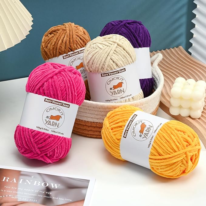 12 Skeins Fluffy Chenille Yarn for Crocheting, Soft Bulky Velvet Yarn for Knitting, Plush Baby Blanket Crochet Yarns, 1572 Yards Multicolor Amigurumi Yarn for Crafts Set F - Image 5