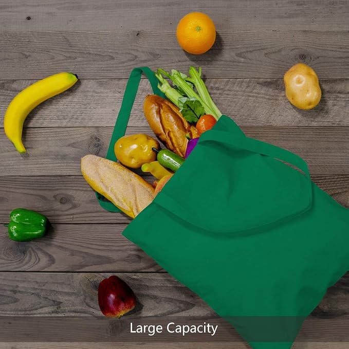 TOPDesign 24-Pack Economical 16"x15" Kelly Green Cotton Tote Bag, Lightweight Medium Reusable Grocery Shopping Cloth Bags, Suitable for DIY, Advertising, Promotion, Gift, Activity - Image 5