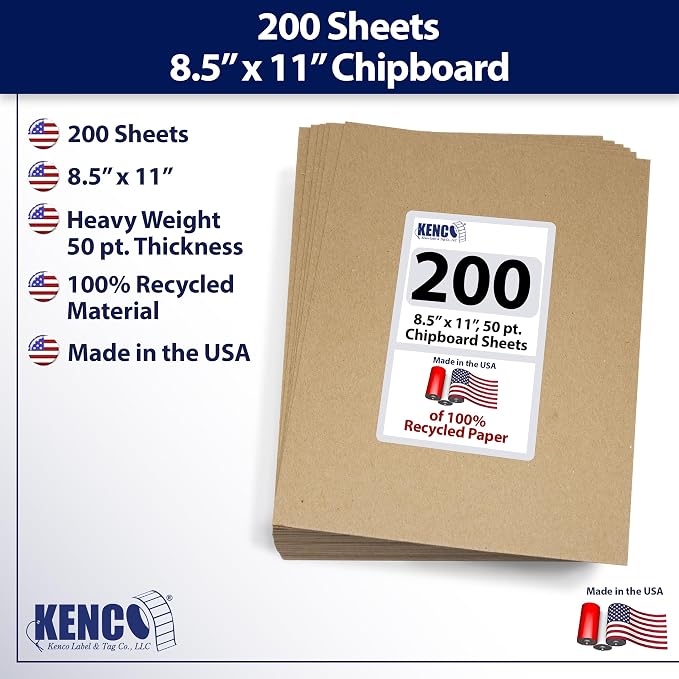 Chipboard Sheets 8.5" x 11" - 50 Sheets Per Pack Heavy Weight 50 Point Chip Board for Crafts and Backers -Great Alternative to MDF Board, Cardboard Sheets - Made in the USA (4) - Image 2
