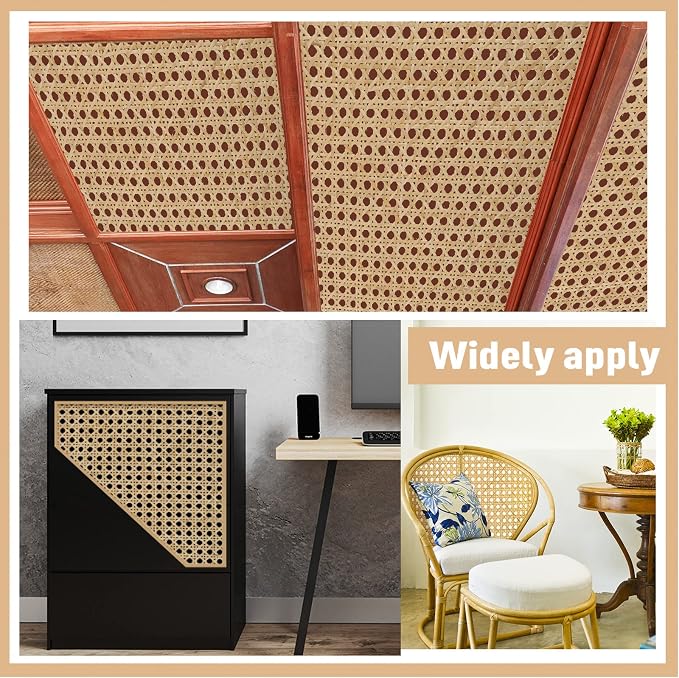 2 Feet 18'' Width Natural Woven Cane Webbing Roll, Rattan Repair Material | Pre-woven Natural Rattan Cane Webbing Roll, Durable Material, Flexible to Cut, Ideal for Chair Repair, Cabinet Renovation - Image 6