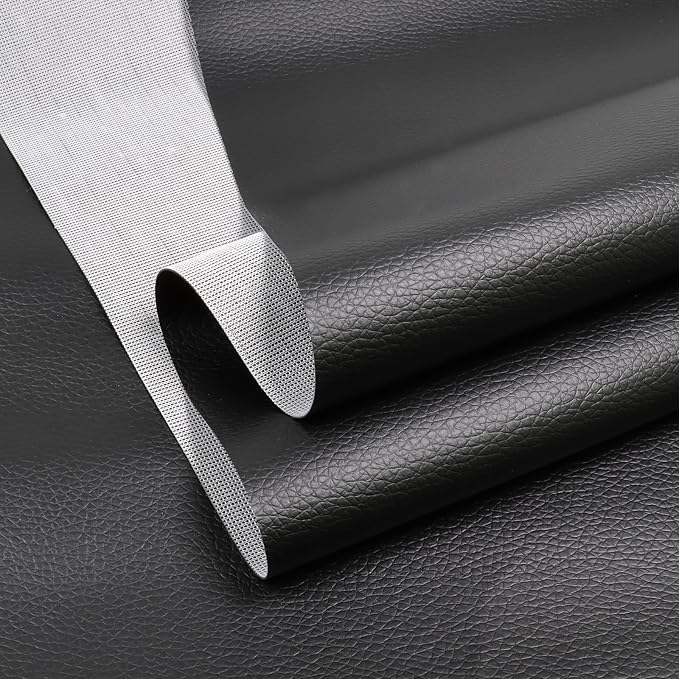 Marine Vinyl Fabric Waterproof Leather Material 55"×108" Black | Soft Marine Faux Leather Sheets 0.6mm Thick Anti-UV Non-Peeling for Upholstery Boat Seat Automotive Furniture DIY Crafting - Image 3