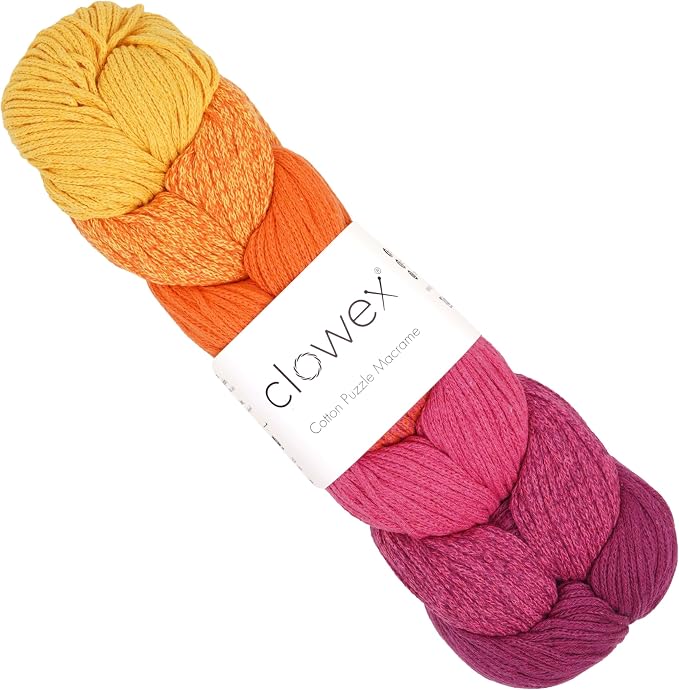 7 Colored Gradient Braided Cotton Macrame Cord, 2.5mm x 273 yds Variegated Artisan Macrame Yarn, Rainbow Craft Cord, Multicolor Macrame Rope for Crocheting and Knitting (N9, 1 Ball) by clowex