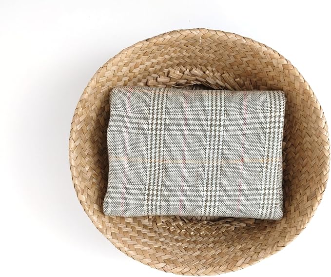 100% Linen Fabric, Délavé Vintage Yarn Dyed, Medium-Heavy Weight – 52" Wide Pre-Washed Soft for Apparel, Crafts & Home Decor | The Linen Lab (Khaki Green Glen Plaid, 3 Yard pre Cut) - Image 8
