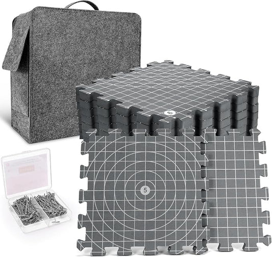 Yrangee Blocking Mats for Knitting & Crochet Project-9 Packs Double Side | Extra Thick Crochet Blocking Mats with Circle Grids,2in1 Crochet Blocking Board for Needlepoint with 150 T-Pins, Storage Bag by Yrangee