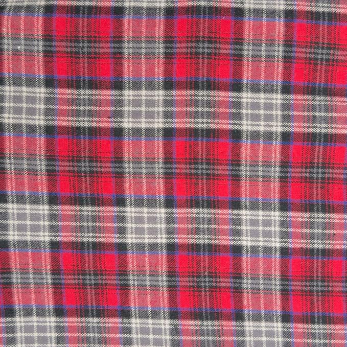 FabricLA 100% Cotton Flannel Fabric 60" Wide 180 GSM Lightweight - Super Soft Fabric for Sewing Quilts Pajamas Blankets Shirts and Crafts - Red Slate Check, Style 6-2 Yard Pre Cut by FabricLA