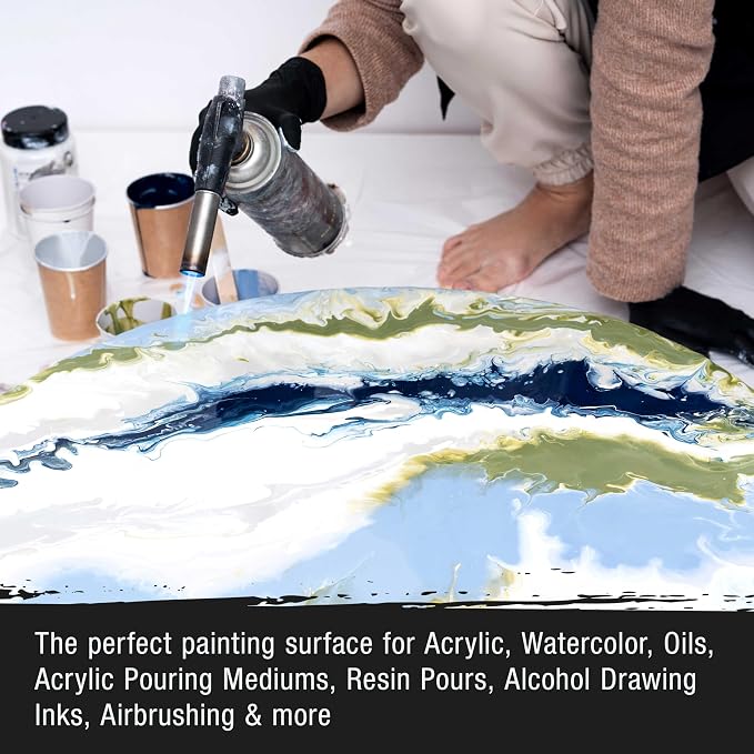U.S. Art Supply 36 inch Diameter Round Gallery Depth 1-1/2" Profile Stretched Canvas 2-Pack - Acrylic Gesso Triple Primed 12-Ounce 100% Cotton Acid-Free Back Stapled Pouring Art - Image 7