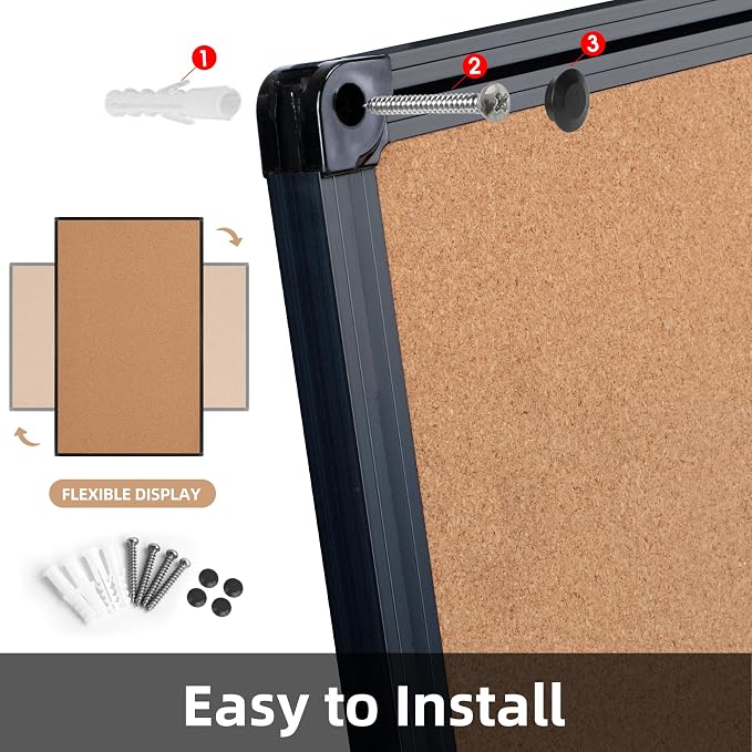 Extra Large Cork Bulletin Board 72" X 48", Black Aluminum Framed 6'x4' Corkboard for Wall, Wall Mounted Notice Pin Board with 18 Push Pins for School, Home & Office - Image 7
