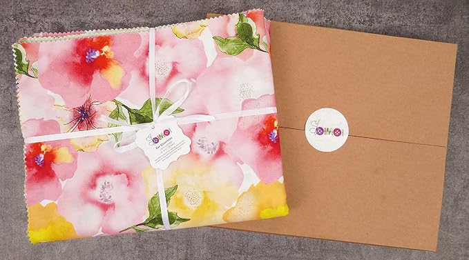 Soimoi 16 Pc Fat Quarter Bundle- Watercolor Floral Print 18"x 22" DIY Patchwork- 100% Cotton Pre-Cut Quilting Fabric Multicolor - Image 7