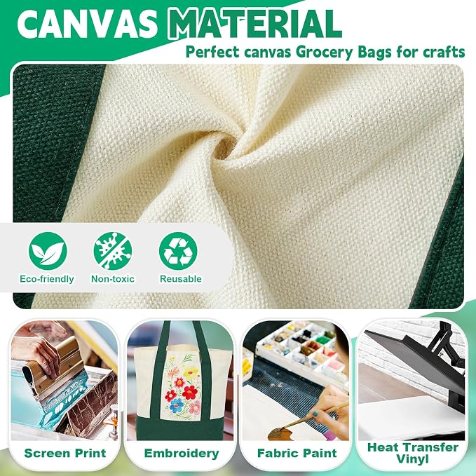 Amylove Mini Canvas Tote Bag with Pockets Duty Canvas Sublimation Blank Small Bag Mini Reusable Tote for Crafts DIY - Image 3