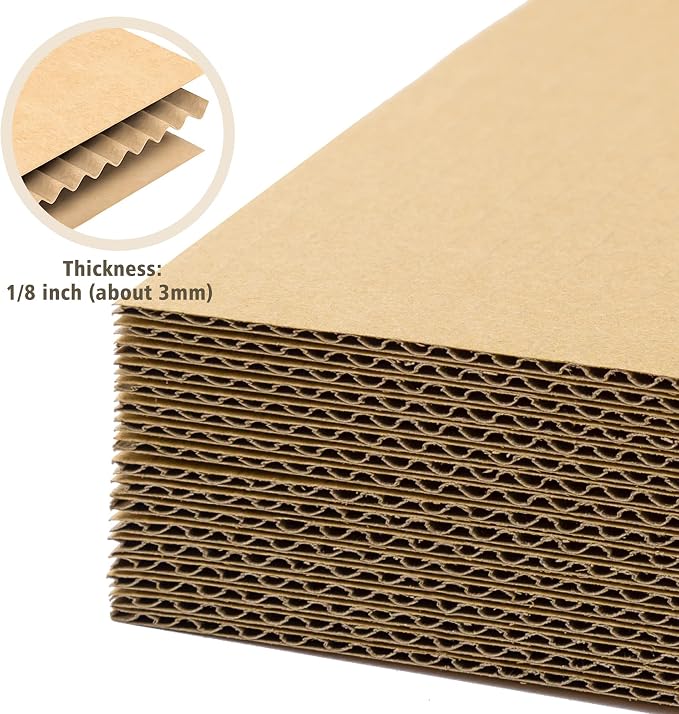 Golden State Art 50 Pack 11x17 Corrugated Cardboard Sheet 1/8" Flat Inserts | Large Flat Layer Pads, Corrugated Card Board Inserts for Shipping, Packing, Mailing or DIY Art Crafts, Box Dividers (Brown) - Image 3