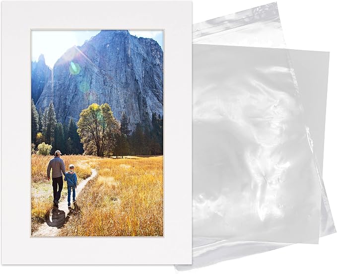 11x14 Mat for 12x16 Frame - Precut Mat Board Acid-Free Show Kit with Backing Board, and Clear Bags White 11x14 Photo Matte Made to Fit a 12x16 Picture Frame Matboard for Framing, Pack of 25 Mats - Image 5
