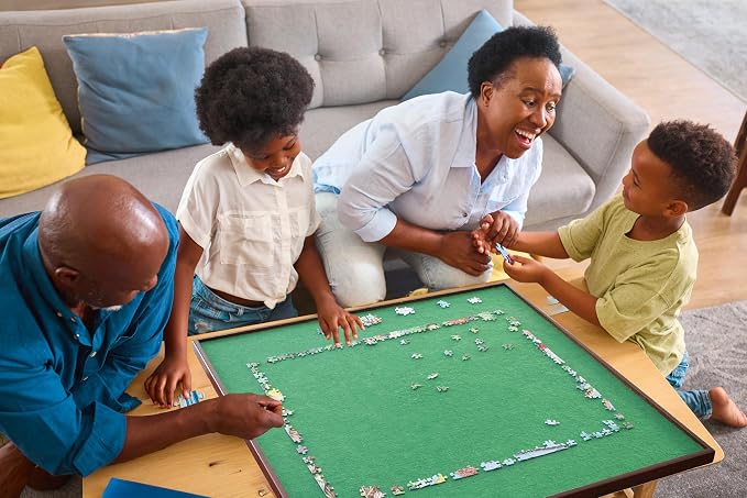 Bits and Pieces Rotating Puzzle Board with Lazy Susan, Portable 1500 Piece Jigsaw Puzzle Table with Fabric Lining, Measures 34" x 34" - Image 9