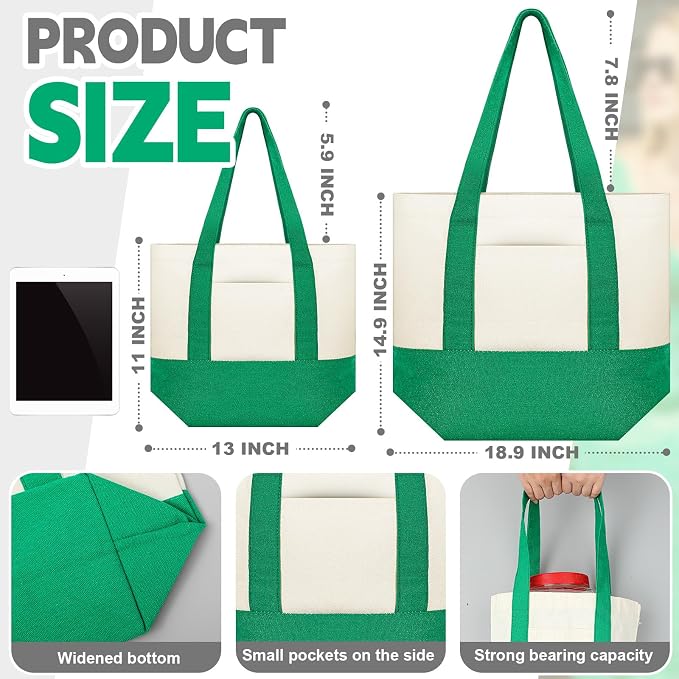 Amylove Mini Canvas Tote Bag with Pockets Duty Canvas Sublimation Blank Small Bag Mini Reusable Tote for Crafts DIY - Image 3