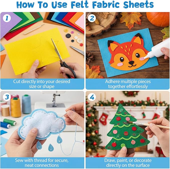 12x8 Inch 40 Pcs Felt Sheets for Crafts, 40 Colors Craft Supplies | Kotay - Image 6