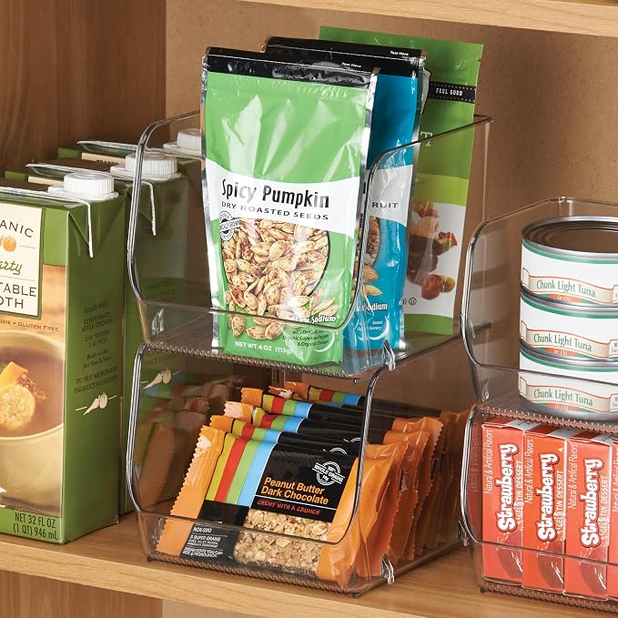 iDesign Stackable Open-Front Storage Bins, Set of 6, Clear | Kitchen and Pantry Organization - Image 3