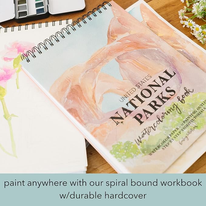 National Parks Watercoloring Book - Adult Coloring Workbook for Watercolor Painting - 21 Easy Outlines on Premium Paper - Includes Video Tutorials - Beginner Nature Outlines - Image 3