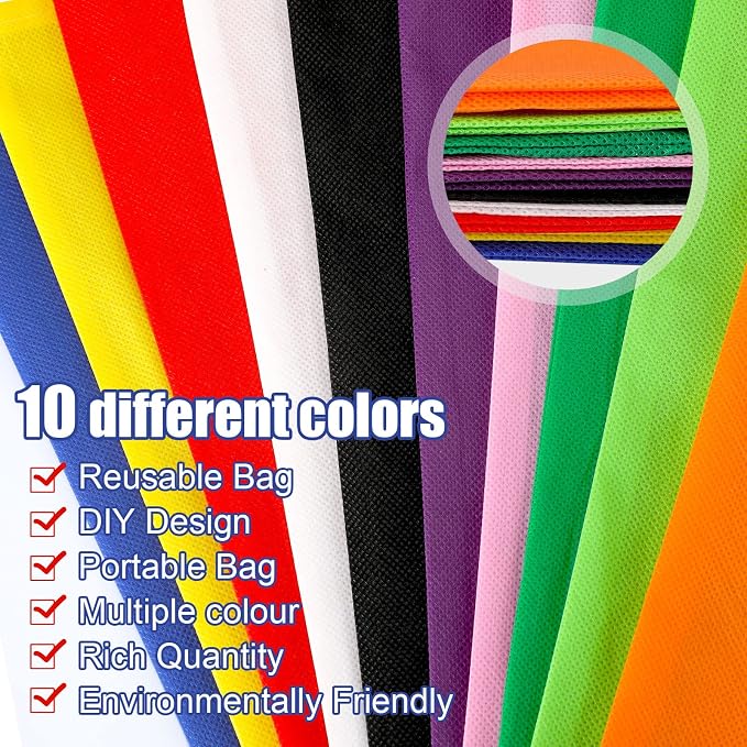 Woanger 100 Pcs Bulk Tote Bags 15'' x 16'' Reusable Fabric Shopping Canvas Bags Cloth Totes with Handles - Image 4